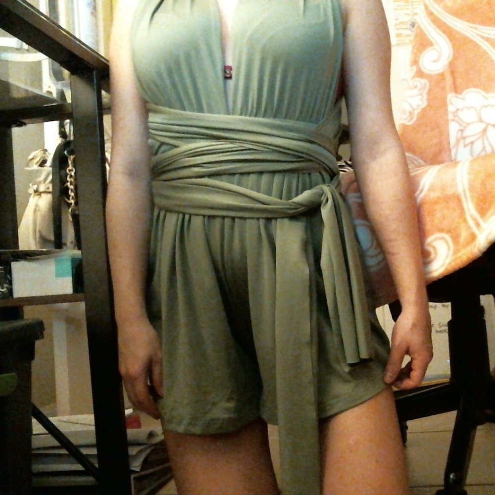 SPRING! Olive/Sage Green Multi-Wear Wrap Romper
